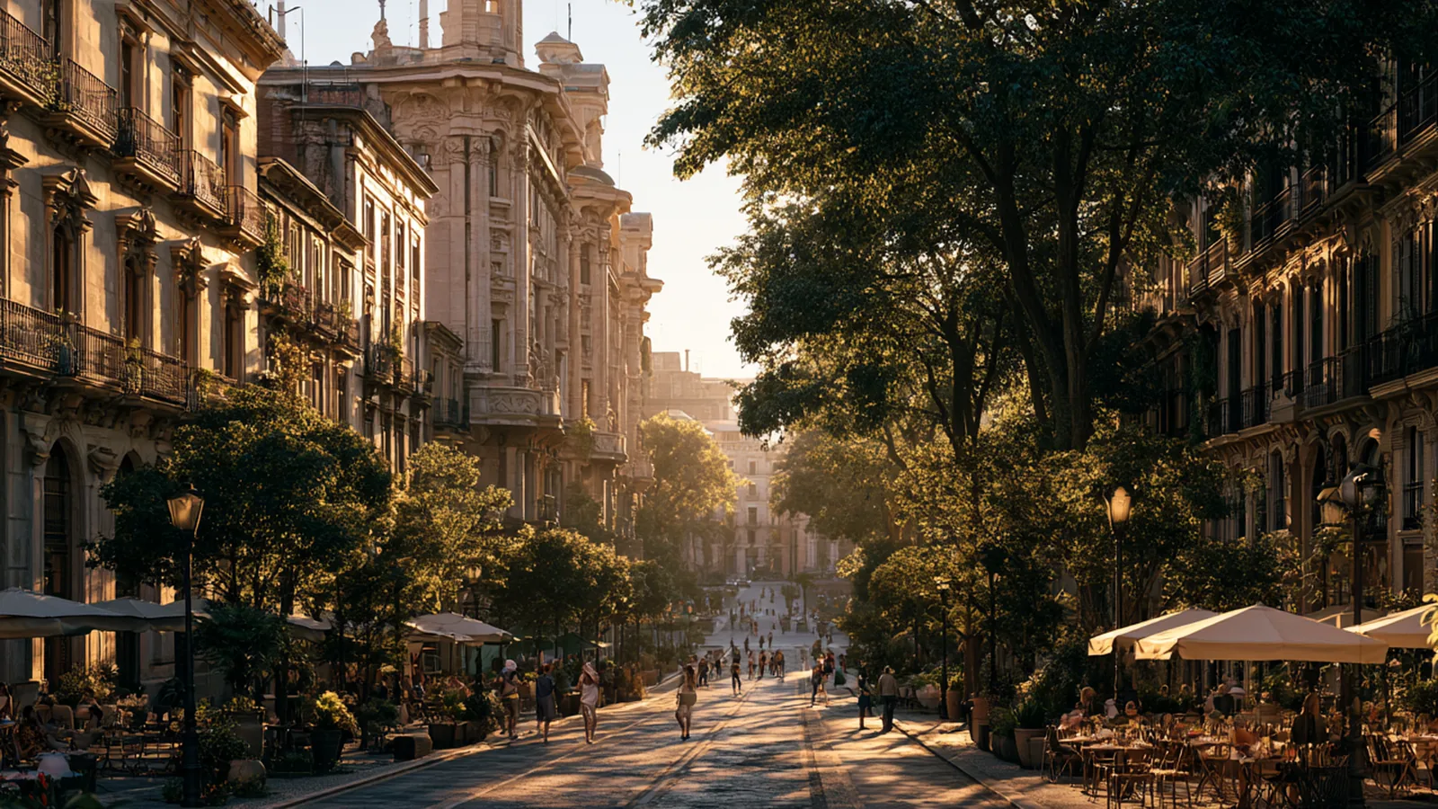 Tree-lined boulevard in the city centre