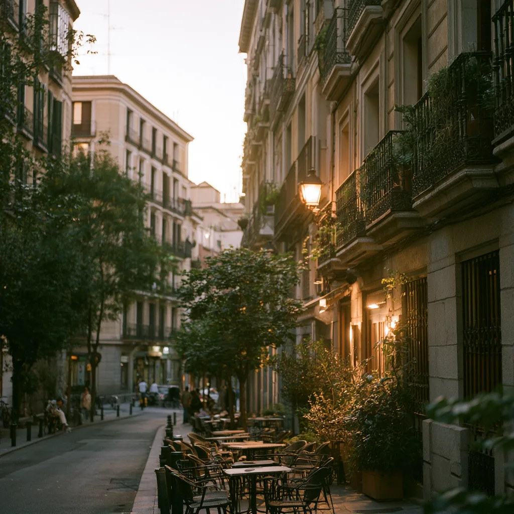 An evening street in Madrid's Barrio de las Letras