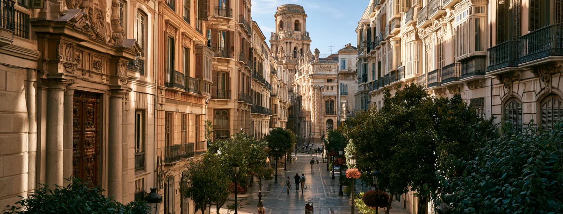 Málaga — historic centre street in warm light