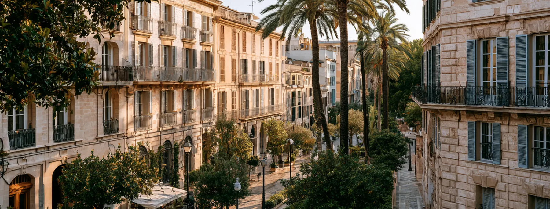 Palma — courtyard with palms in the old town
