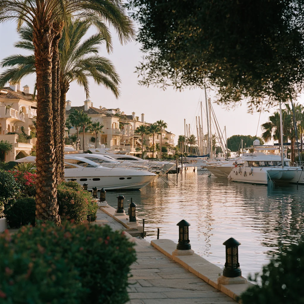 The marina at Sotogrande lined with palm trees