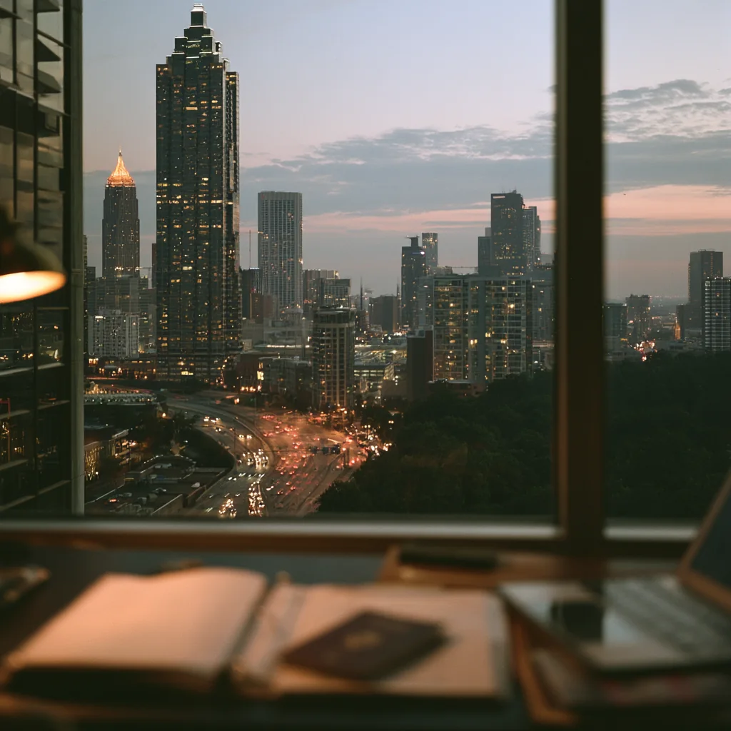 The Atlanta skyline at dusk