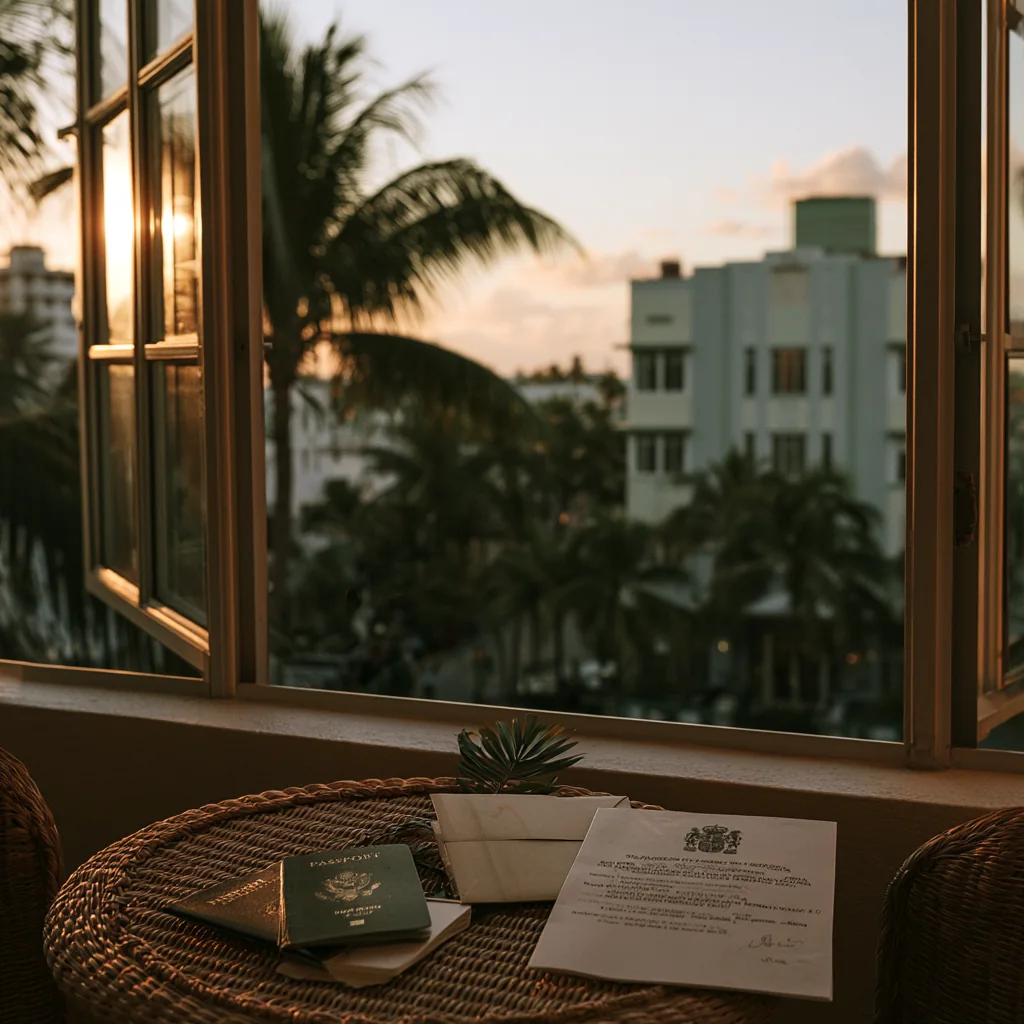 Miami's Art Deco skyline at dusk